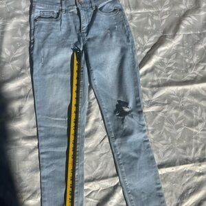 LOFT Sky Blue Distressed Skinny Jeans